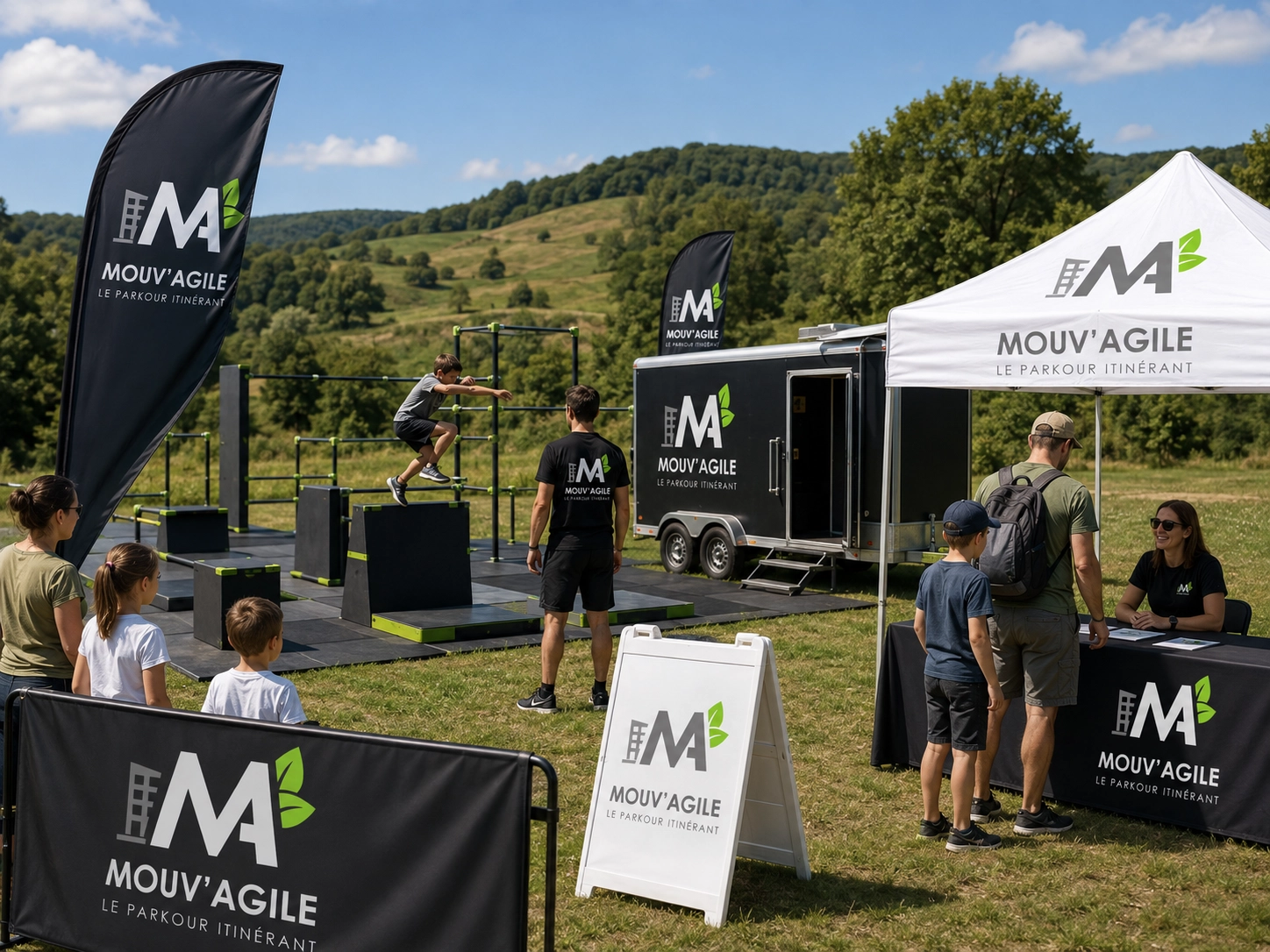 Installation Mouv’Agile lors d’un événement de parkour
