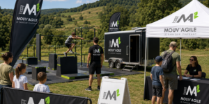 Installation de parkour itinérant Mouv’Agile à Tours